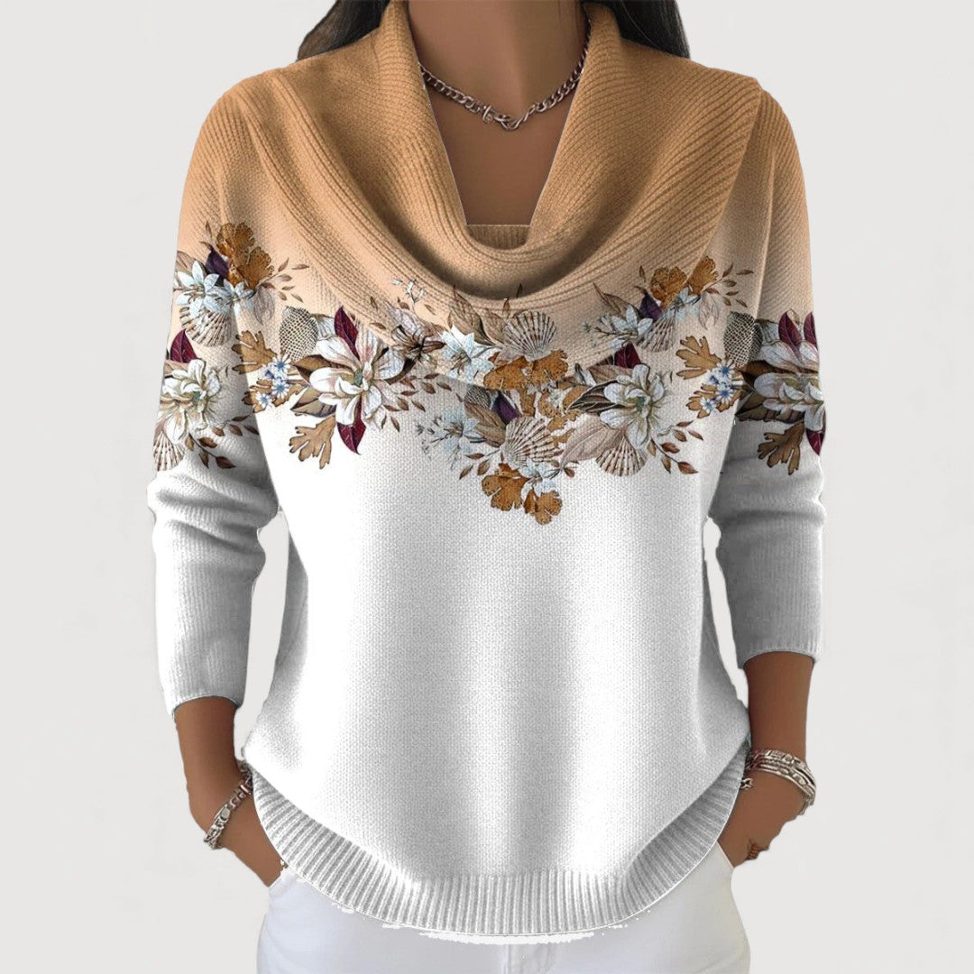 JAZELLE™ | Pull femme à motif floral et col drapé