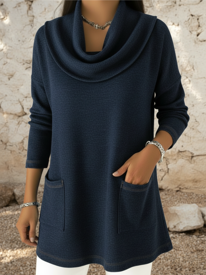 Sofie – Pull à col montant avec poches avant