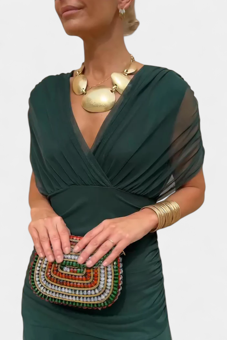 Isadora™ | Robe longue fleurie à col en V